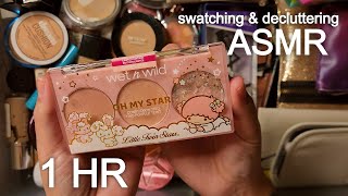 ASMR Makeup Decluttering Pt. 3 ~ Face Products ~ Powders / Mascara / Brushes ~ tapping ~ softspoken
