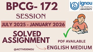 BPCG-172 Solved assignment July 2025- January 2026 session #ignou #bpcg172 #solvedassignments #2025