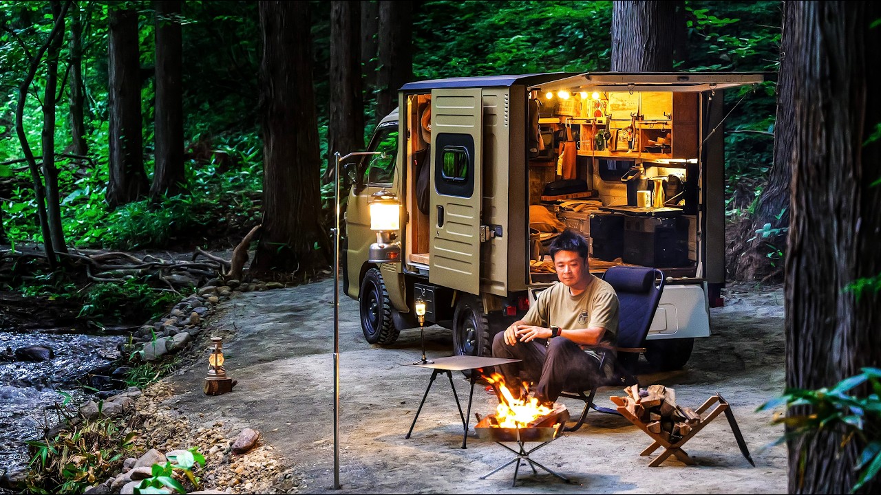 【秘境車中泊】秘境の小川で静かに過ごすソロ車中泊 | Japan Solo Camper Van Life, Stream ASMR