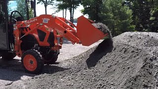 #443 Kubota LX2610 Compact Tractor. Box Blade. Gravel Work in the Driveway. outdoors