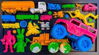 CLEANING toy cars, monster trucks, tanker trucks, dump trucks, race cars & airplanes
