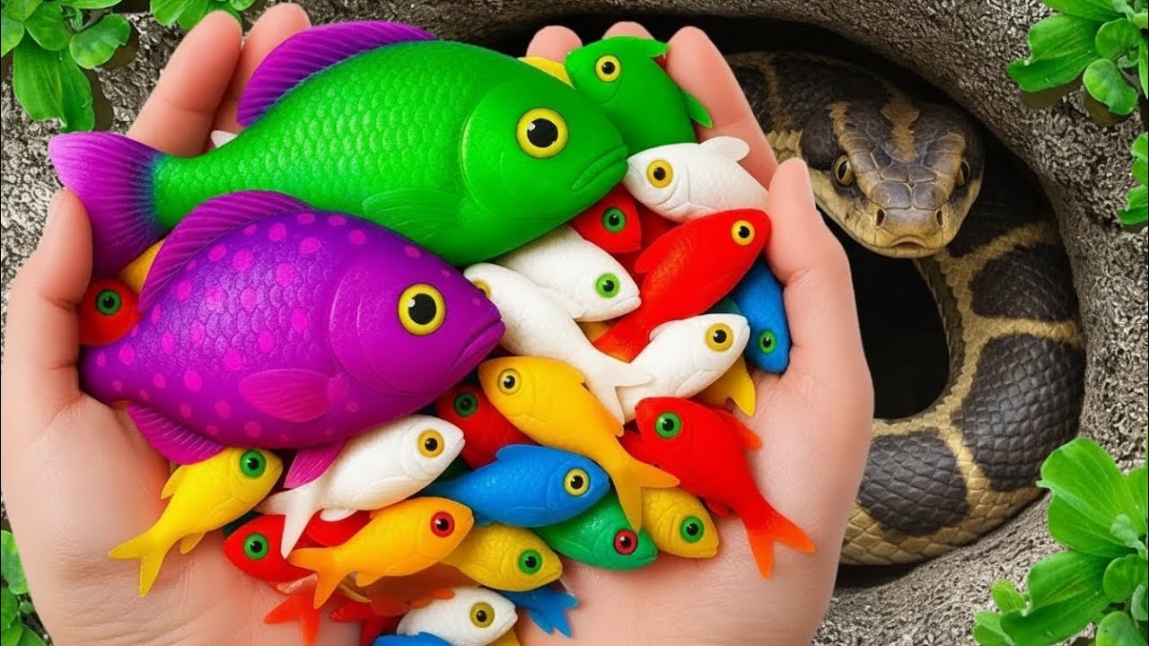 Catch Fish 🐠 Beautiful 8Colors And KING Snake 🐍 happy inside house 
