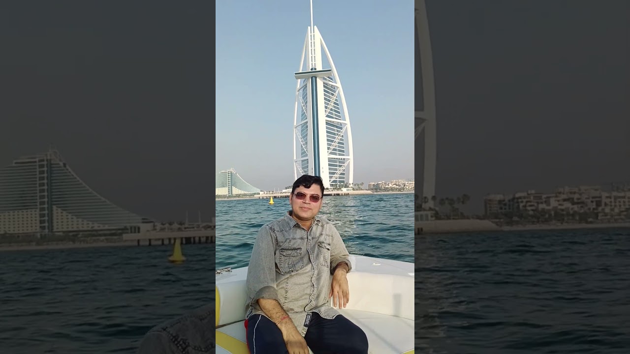 Evening time in a boat near Dubai Burj Al Arab #boating #burjalarab #cute-memories
