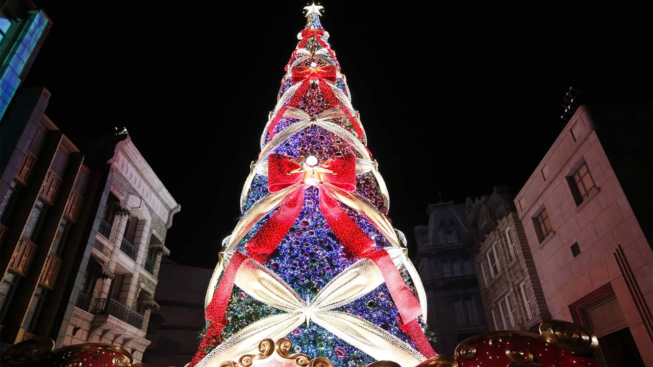 Usjクリスマス14 世界一の光のツリー デザイン一新 Youtube