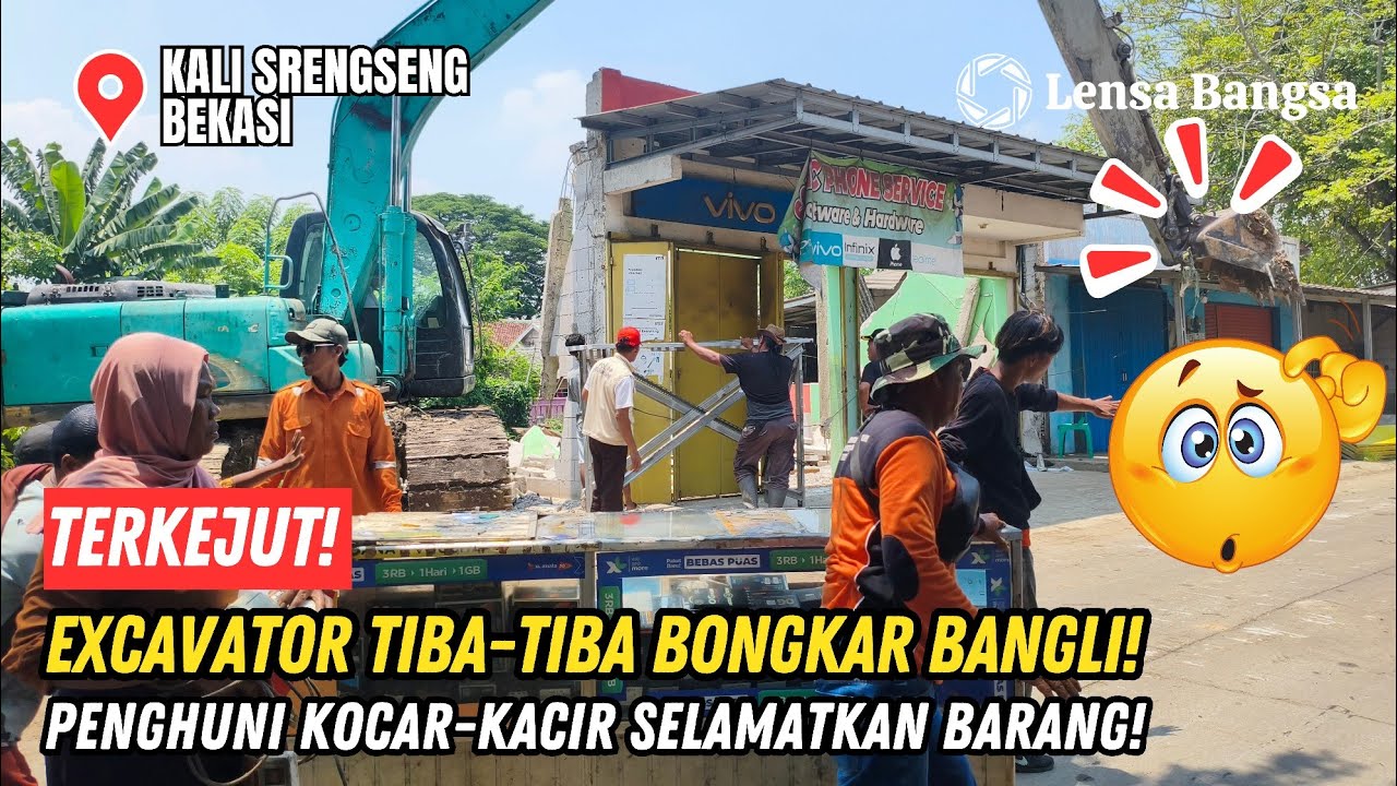 TERKEJUT❗EXCAVATOR TIBA-TIBA BONGKAR BANGLI KALI SRENGSENG❗PENGHUNI KOCAR-KACIR SELAMATKAN BARANG❗