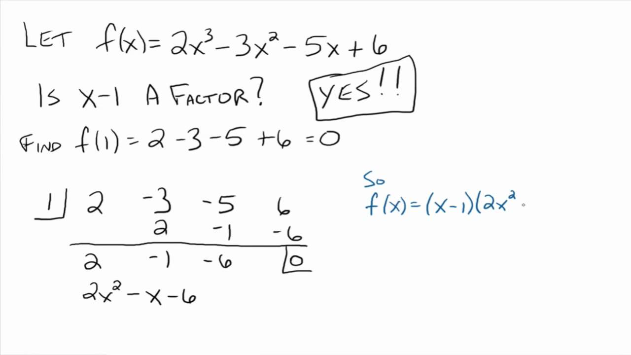 Factor Theorem Solutions Examples Videos