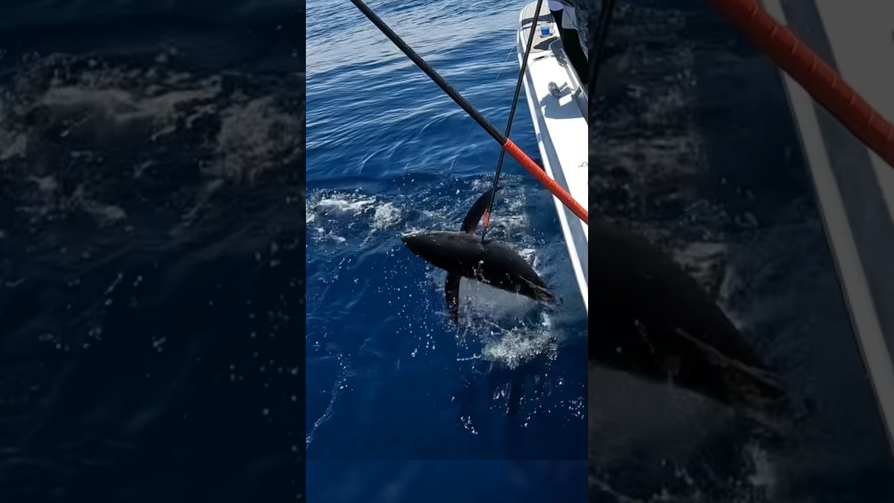Putting the Bubba Carbon Fiber Fishing Gaff to the test on this Yellowfin Tuna #Shorts