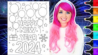 Coloring Happy New Year 2024 Coloring Page New Year s Eve Coloring Ohuhu Art Markers