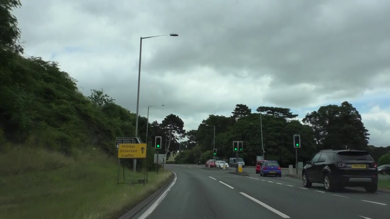 Driving On The A38 From Droitwich Through Rashwood To Wychbold, Worcestershire England 1st July 2017