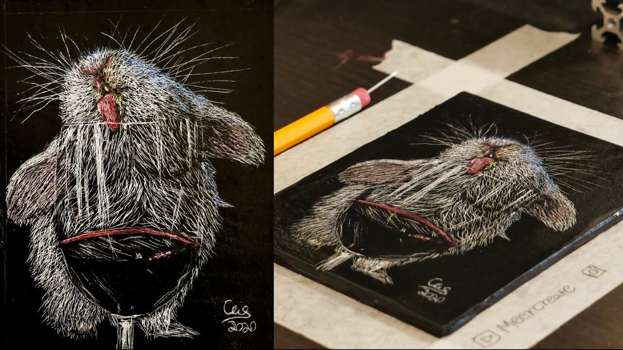 Scratchboard Rabbit Wine Rabbit