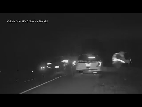 Troopers almost hit by car in Florida, dash cam footage shows - YouTube