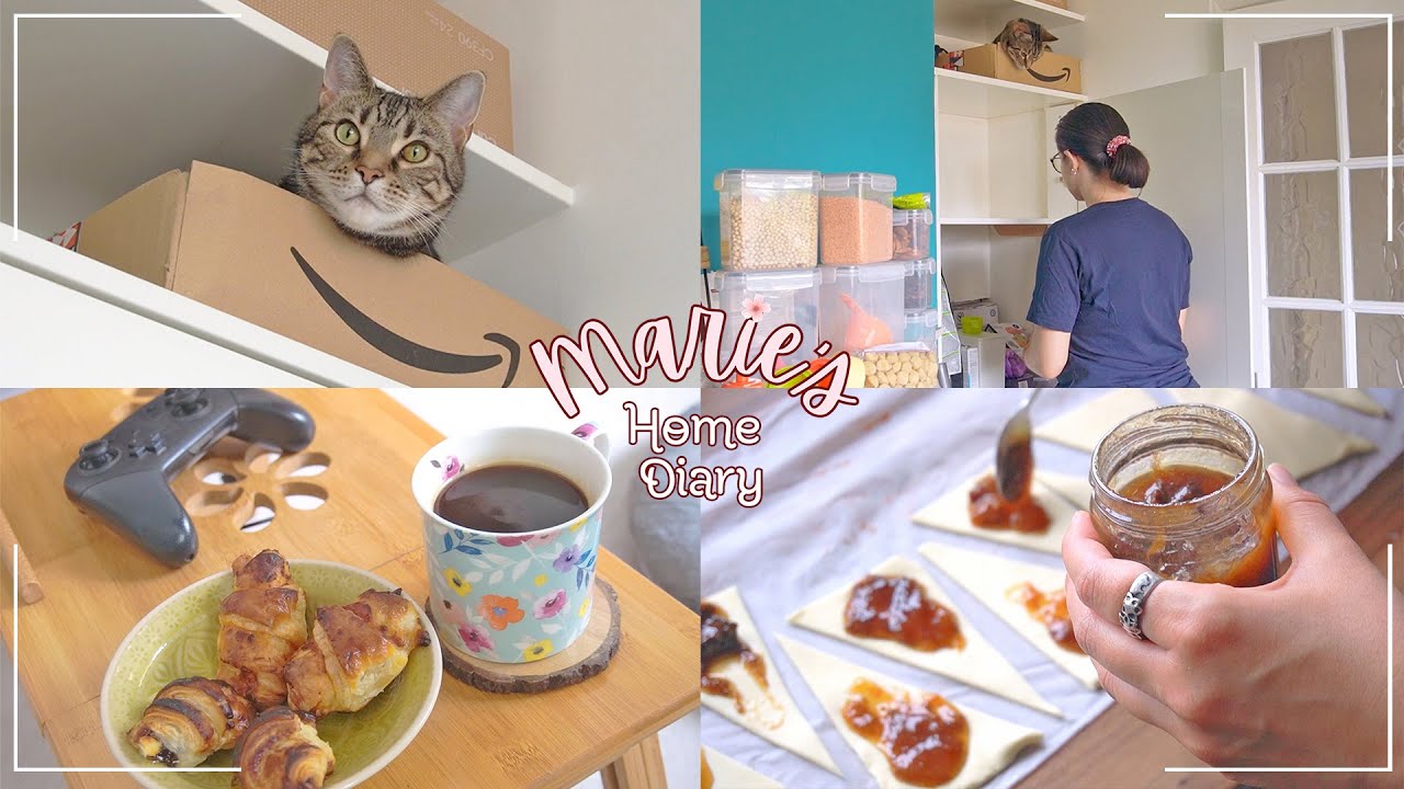 #65 🥐 | Cloudy summer day at home | Kitchen pantry organisation | Mini croissants & cosy gaming