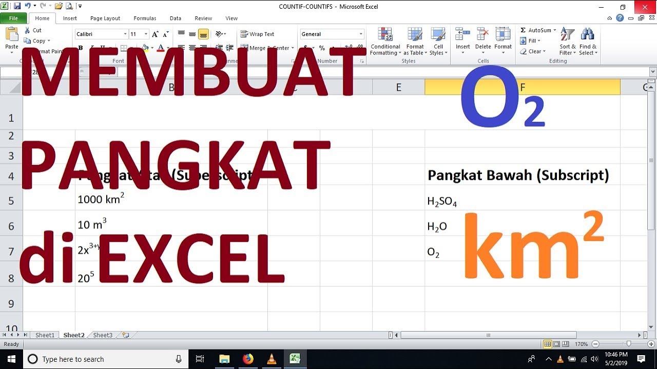 Rumus pangkat 2 di excel