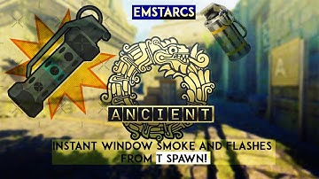CS2 Ancient - How To Do INSTANT Window Smoke and Flashes From T SPAWN!