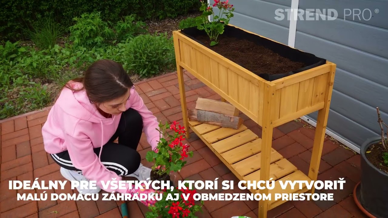 2213025 - Záhon Strend Pro Garden, 89x33x76 cm, so spodnou policou, drevo, vyvýšený, s nohami