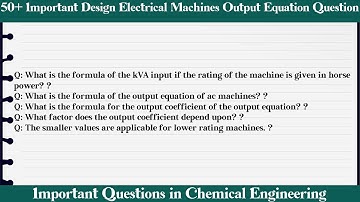 MCQ Questions Design Electrical Machines Output Equation with Answers