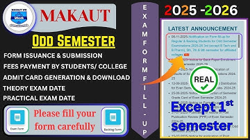 MAKAUT || Officially Odd Sem Exam Form Fill-Up & Exam Date Announced || #makaut #oddsem2025 #ug #pg