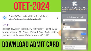 #Download_OTET_2024_Admit_Card