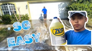 The BEST CHEMICAL For  PRESSURE WASHING A DRIVEWAY( MUST TRY) | Time Lapse