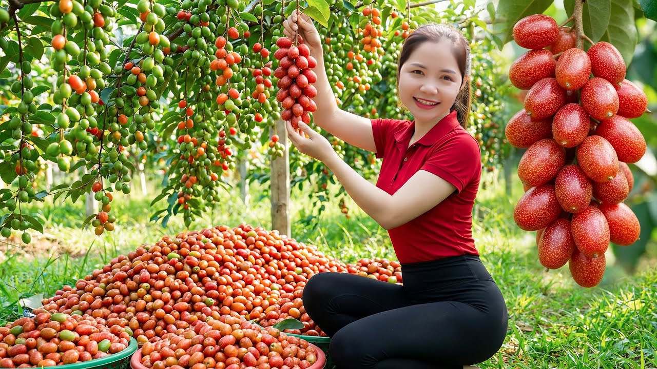 Harvesting 1000+KG Oleaster Fruit To Sell At Market,How to Oleaster Salad Tangy and spicy – so good!