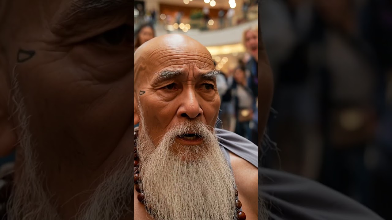 The female bully wanted to teach the old Shaolin monk a lesson. 