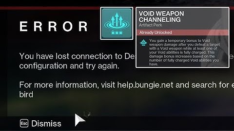 Void Weapon Channeling Causes Error Code Bird [Destiny 2]