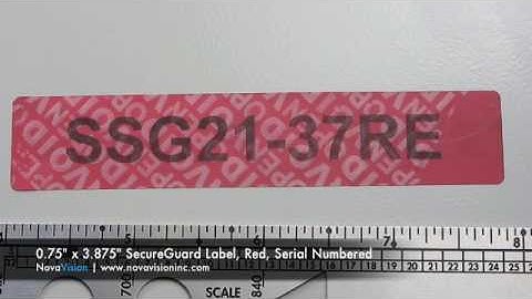 Tamper Proof Security - 0.75" x 3.875" SecureGuard Label, Red, Serial Numbered (non residue)