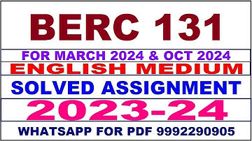 berc 131 solved assignment 2023-24 | berc 131 solved assignment in english 2024 | berc 131 2024