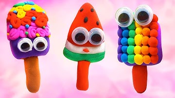 Rainbow ice cream. How to make clay popsicle. DIY.