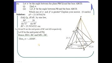 2012 HKDSE Maths Core Paper 1 Solution q18(b)(i), 3D Problems(立體問題), Trigonometry(三角比)