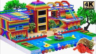 ASMR x 1.5 - How To Build Beautiful Mini Villa House for my Hermit Crab from Magnetic Balls