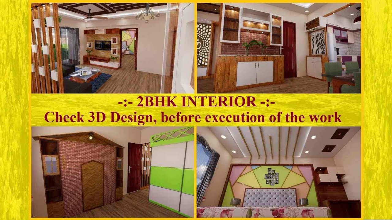 3D Design 2BHK Flat | Best Interior Designs In Bangalore | Kushal Interior Designs