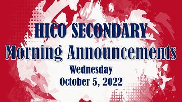 22-23 Hico Secondary Morning Announcements - Wednesday, October 5