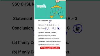 Inequality previous year Question #shorts #reasoning #reasoningtricks #rrbgroupd #2026 #ibpspo #ssc