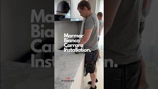 Marble Bianca Carrara kitchen top installation #kitchen