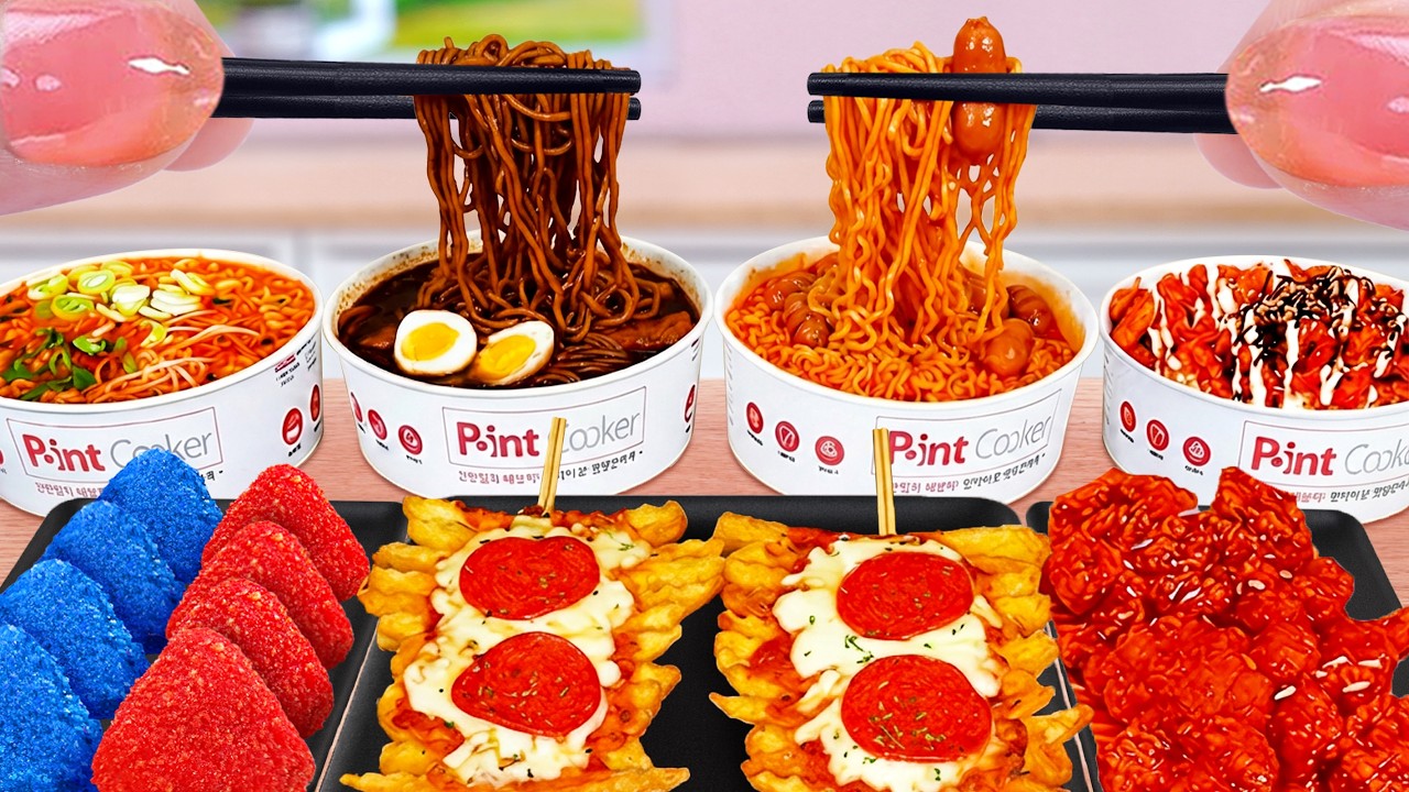 Best Korean Street Food 🔥 Miniature French Fries, Chicken Balls & Noodles 🔥 Tina Mini Cooking