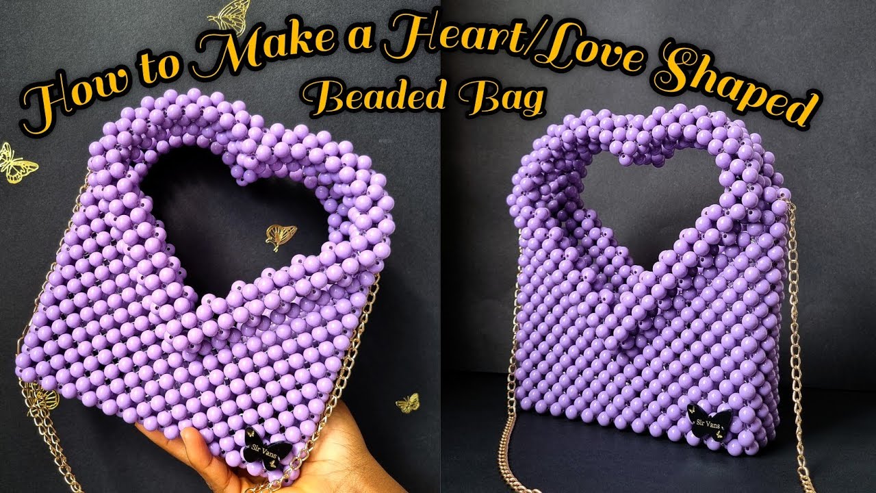How to Make a UNIQUE Purple Pearl, Heart Beaded Bag