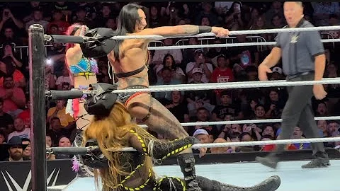 Rhea Ripley and Iyo Sky Stinkface Nia Jax during WWE Live Event 7/19/2025