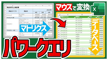【Level1】Excelのパワークエリでマトリクス形式の表をデータベース形式に変換する