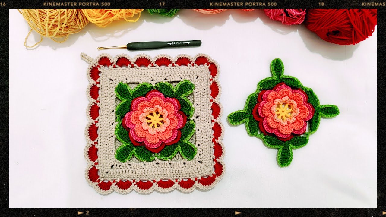 آموزش دستگیره سه بعدی گل چهار لایه، یه بافت جذاب و شیک با کلی نکات مهم بافت اصولی پارت اول🤩