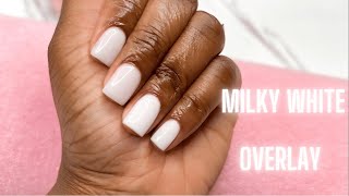 🤍 Short MILKY WHITE Acrylic Nails | Acrylic OVERLAY | Practice With Me ✨
