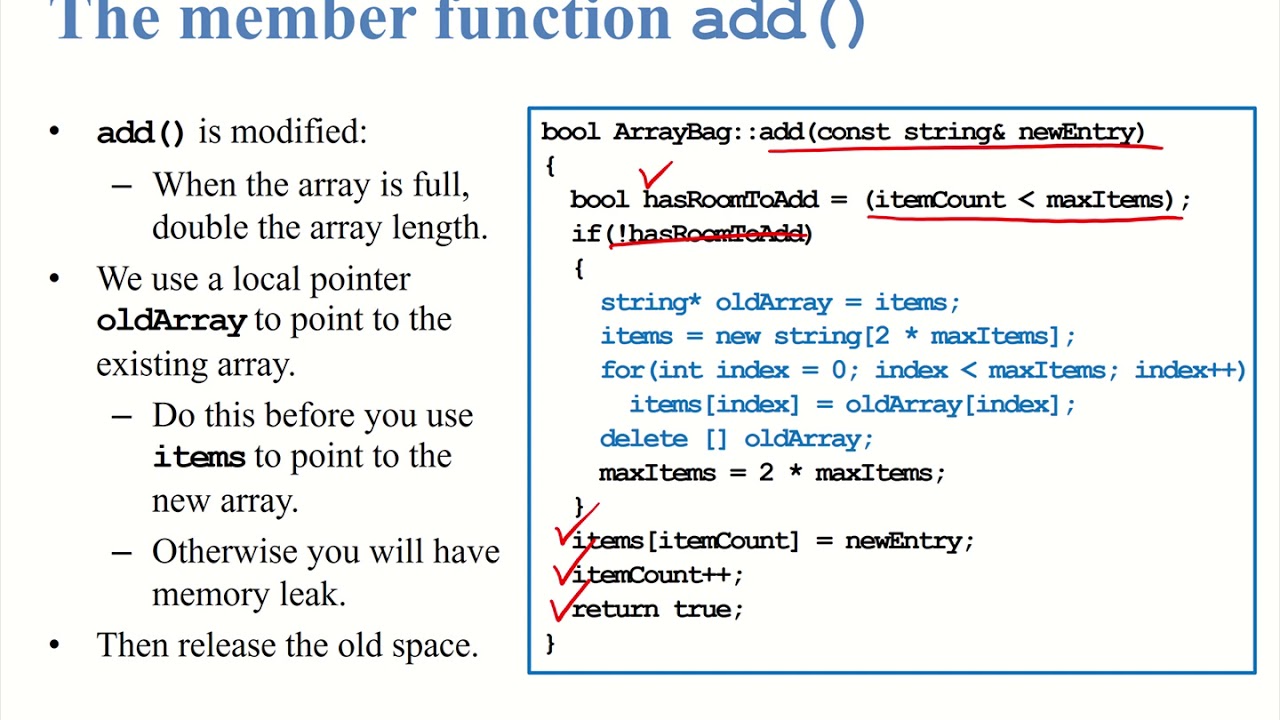 【資料結構】第一講:Data Abstraction and bag #7 Dynamic array bag - YouTube