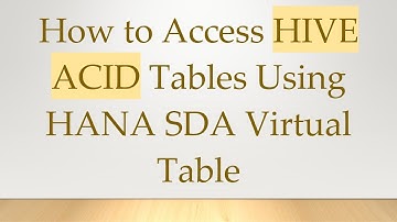 How to Access HIVE ACID Tables Using HANA SDA Virtual Table