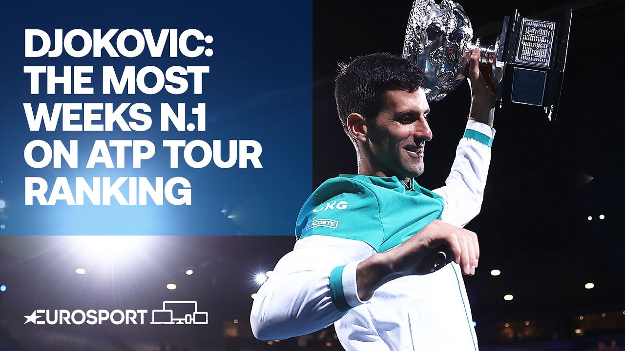 Novak Djokovic The Most Weeks N.1 on ATP Tour Ranking Tennis Eurosport 