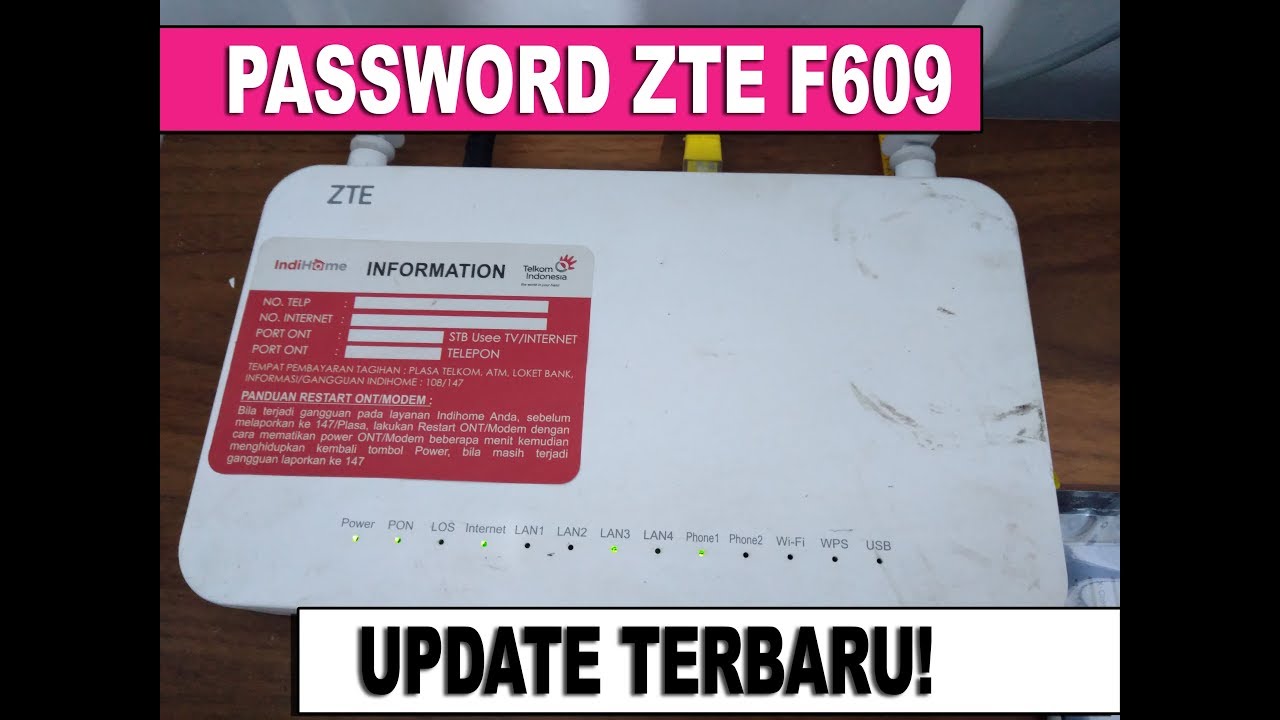 PASSWORD LOGIN MODEM INDIHOME ZTE F609 TERBARU! - YouTube