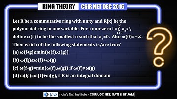 RING THEORY CSIR NET DEC 2016 MSQ