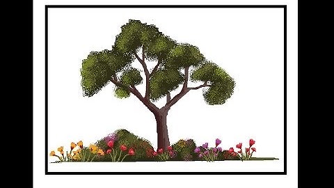 MS Paint Tutorial : Easy method of painting tree and flowers (Request video)
