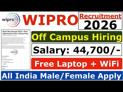 Wipro Recruitment 2026 | Wipro New Vacancy 2026 | Wipro Jobs 2026 | Wipro Job Hiring 2026