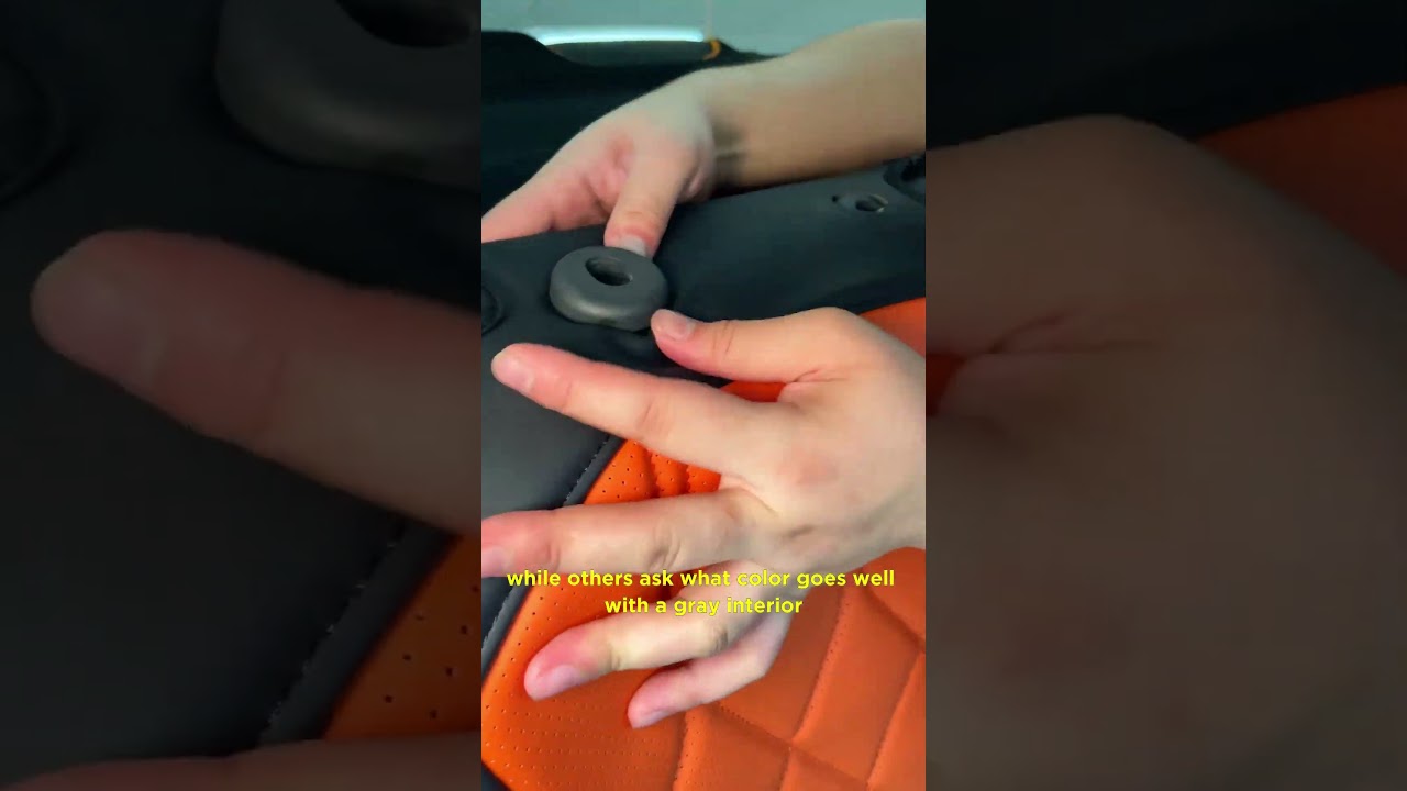 EKR custom black and orange rear seat cover for VW installing 