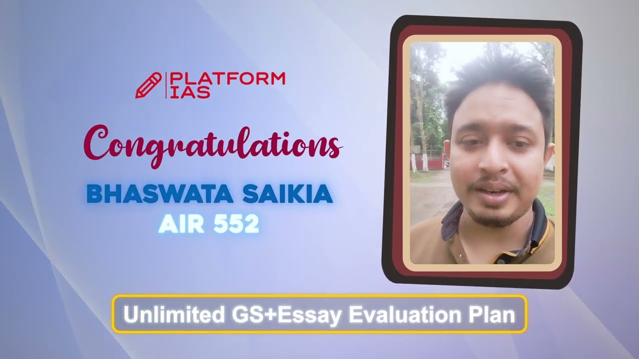 IPS Bhaswata Saikia | Student of Simranjeet Sir | AIR 552 | Platform IAS Topper UPSC 2023 